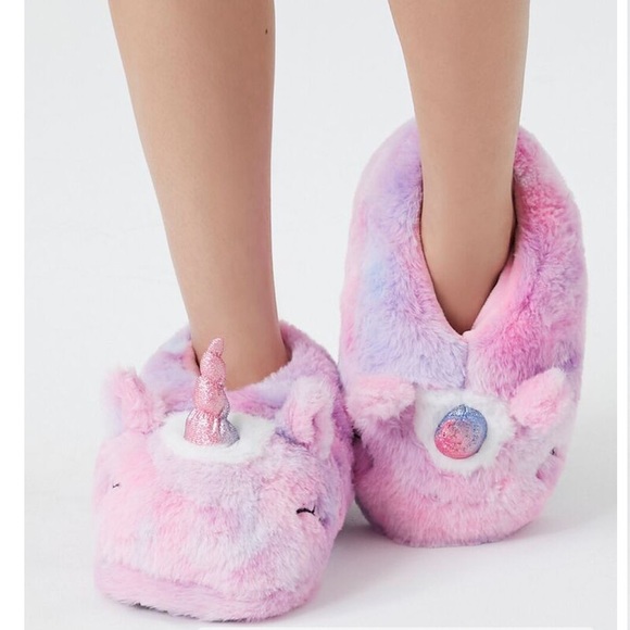 Plush Unicorn House Slippers - Picture 2 of 4